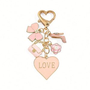 Pretty Heart Charm Keychain Flower Bow Knot Bag Fashion Rose Enamel <b>Key</b> <b>Chains</b> Woman Keychain Gift Cute Keychains for Girls - Product Image 1