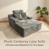 Canapé individuel KS016 effet peau de chien, chaise longue sans cadre en velours côtelé, fauteuil paresseux moderne emballé sous vide
