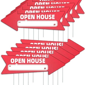 Open House Arrow Guide Sign for Real Estate Waterproof <b>Plastic</b> <b>Sheets</b> H Stake Customizable PP Yard Sign Open House Arrow Guide - Product Image 5