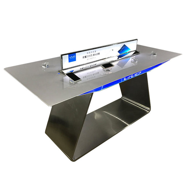 Cell Phones Store showcase Display Stand Table Mobile Phone Display Counter With Screen and Led Light
