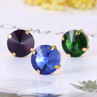 Nouvel accessoire de collier ou de robe DIY en strass à griffes, à base dorée, motif satellite, à quatre coins, cousu main, en verre émaillé lâche