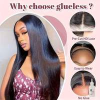 Perruque longue et droite en cheveux humains naturels sans colle, avec dentelle HD transparente 13*4, en gros, cheveux vietnamiens bruts