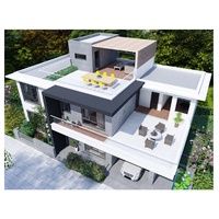 Maisons préfabriquées en acier léger modulaires modernes, villas préfabriquées