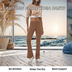 Nouveauté Automne 2025 – Pantalon de yoga décontracté évasé pour femme, avec fente latérale et bas contrastant, style cloche, idéal pour la danse - Product Image 2