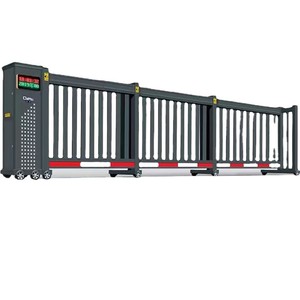 Porte coulissante pliante en alliage d'aluminium, porte sectionnelle électrique rétractable, porte automatique droite à commande à distance pour école - Product Image 1