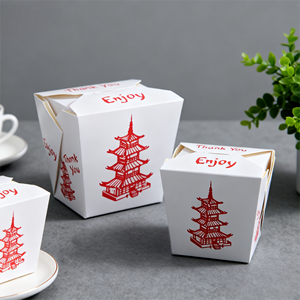 Cấp thực phẩm tùy chỉnh in giấy kraft vuông lấy đi hộp mì Kebab Hộp 24/26/32oz với xử lý mẫu miễn phí dùng một lần - Product Image 1