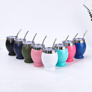 Tasse à œuf en acier inoxydable sans tige de 12oz avec revêtement en poudre Tumbler personnalisé avec <span class=keywords><strong>cuillère</strong></span> à thé Paille - Product Image 1