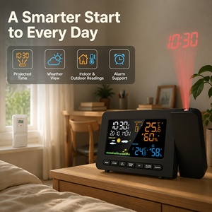 Horloge de <span class=keywords><strong>projection</strong></span> 5136 avec capteur extérieur, station météo sans fil, température intérieure/extérieure, humidité, horloge numérique de chevet avec alarme - Product Image 2
