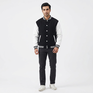 Customized Design Logo Stand Collar Varsity <b>Jacket</b> <b>for</b> <b>Men</b> High Quality Wool/Polyester Body Embroidered College <b>Baseball</b> <b>Jacket</b> - Product Image 1