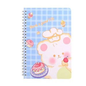 Carnet à spirale A5 pour collégiens, motif dessin animé mignon, carnet épais à lignes horizontales pour écolières, journal intime - Product Image 6