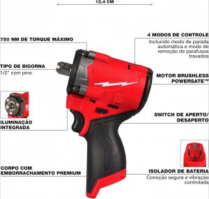 Avvitatore <span class=keywords><strong>a</strong></span> Impulsi Brushless Cordless M12 1/2 Milwau Electric, Sostitutivo, con <span class=keywords><strong>Batteria</strong></span> agli Ioni di Litio, per Uso Industriale e Fai-da-Te - Product Image 4