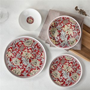 Nouvel ensemble de 24 assiettes de table en porcelaine, service de vaisselle en porcelaine fine, motif floral, assiettes et bols - Product Image 4