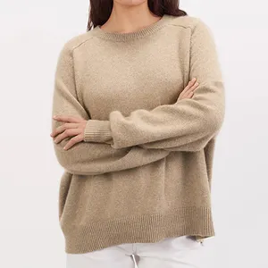 Suéter de malha macia lavável, 100% 2 camadas caxemira 100% lã, blusas de pulôver para mulheres damen