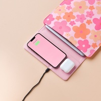 Housse d'ordinateur portable en cuir imperméable pour femme avec chargeur sans fil, logo personnalisé, mignonne et pratique pour les voyages