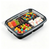 Barquette jetable en plastique à 4 compartiments pour noix, bonbons, biscuits, cadeaux, assortiment varié, emballage alimentaire, vente au détail