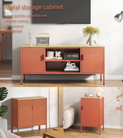 Meuble TV moderne pour salon, chambre, salle à manger, hôtel, en métal, avec étagères centrales, facile à assembler, rangement multifonctionnel