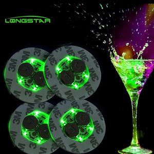 Longstargift OEM Customized Manual Flash <span class=keywords><strong>Promo</strong></span> Item EVA Luminous Pad untuk Promosi Champagne Button LED Coaster - Product Image 1