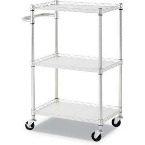 Alera ALESW322416SR 3-Shelf <b>Wire</b> Cart 24 In. X 16 In. X 39 In. with Liners 450 Lbs Capacity Silver Storage Cart - Product Image 2