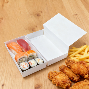 Caja de embalaje de productos secos para dumpling de <span class=keywords><strong>sushi</strong></span> personalizada, plato plegable desechable con soporte interior, bandeja de papel - Product Image 1