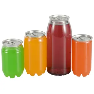 De plástico suave bebida botellas transparentes de extremo abierto fácil de embalaje para mascotas latas de Soda de bebidas de jugo de