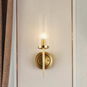 Haute qualité hôtel longue luxueuse Led applique fantaisie moderne nordique cristal laiton or cuivre verre applique murale - Product Image 4