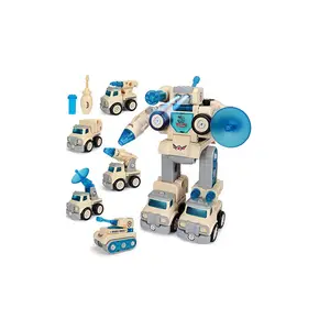 5in1 spielzeug Suppliers-Roboters pielzeug 5 in1 Bau autos verwandeln sich in einen großen Roboter Zerlegen Spielzeug Fahrzeugs pielset Bau spielzeug