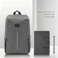 Sac à dos léger et sécurisé pour ordinateur portable avec carnet en papier recyclé et stylo durable pour les professionnels et les navetteurs quotidiens