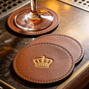 Vintage Luxury Custom Logo Printing Coffee Cup Mat Round <strong>Coasters</strong> Blank PU Leather Custom <strong>Coaster</strong> for <strong>Drinks</strong> - Product Image 1