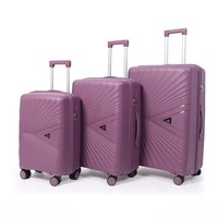 Set Koper PP Custom OEM ODM 3 Buah Tekstur Sunray Spinner Ukuran 20 24 28 Inch Multi Warna Grosir