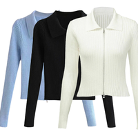 Haute qualité laine doux fermeture éclair tricot femmes Cardigans pull vêtements personnalisé léger Cardigan pour femmes pull