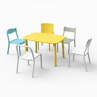 Suministro directo de fábrica, muebles de aluminio para niños, juego de mesa de actividades para niños al aire libre, escritorio de patio trasero para niños, silla colorida