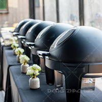 Set Réchaud Buffet Hôtel Professionnel Blanc en Acier Inoxydable, Chauffe-Plats Rond à Couvercle Enroulable 6L pour Restaurant