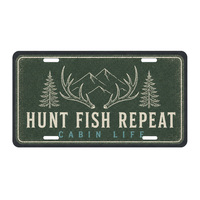 Décoration murale en métal pour cabane de chasse, enseigne en aluminium « Hunt Fish Repeat » pour mur de lodge