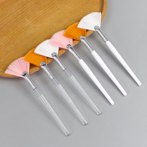 YOUXIN Soft Natural White Goat Hair Fan Brush Mask Clear Plastic Handle <b>Makeup</b> Spa <b>Tool</b> Face Use GZ RTS Bulk Mixed Order - Product Image 3
