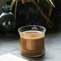 Mug à café en verre classique strié transparent, écologique, durable, 160 ml, faible MOQ, idéal pour le dropshipping et les achats en gros