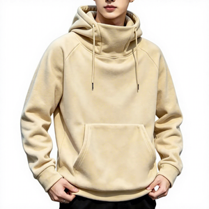 เสื้อฮู้ดผู้ชายทรงปกติ สีพื้น แขนเสื้อแบบแร็กแลน มีกระเป๋า สวมใส่สบายๆ สำหรับฤดูใบไม้ร่วง ผลิตจากผ้าฝ้าย 100% ผ้าเฟรนช์เทอร์รี่ถัก - Product Image 3