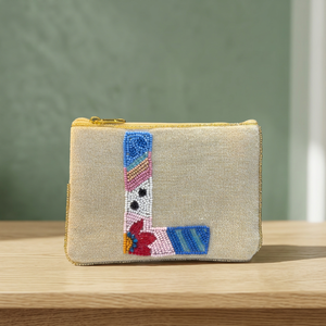 Stylish <b>Beaded</b> Pearl Clutch Purse With Decorative Textile Applique Secure Zipper Closure Compact Women <b>Handbag</b> For Everyday Use - Product Image 1