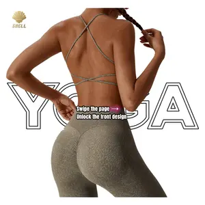 Luluxiyaya LULU系列不规则印花图案扭曲低冲击性感中空十字背裁剪上衣女性露背上衣