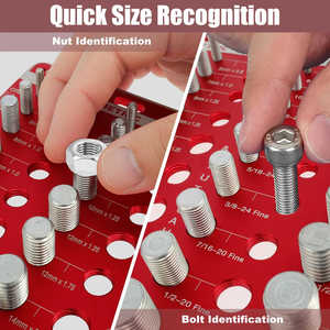 Nut and Bolt Thread Checker - 14/28/34 Holes Screw Pitch Gauge Set, Metric Imperial Size Identifier <b>Tool</b> - Product Image 4