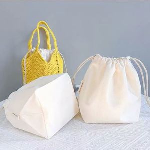 Pochette en toile de coton de haute qualité avec cordon de serrage, couleur naturelle, sac anti-poussière en coton avec double cordon - Product Image 3