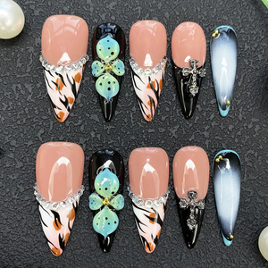 <span class=keywords><strong>Uñas</strong></span> Postizas Hechas a Mano Populares con Diseños Tallados en 3D Pintados a Mano, Venta al por Mayor, 10 Uds., <span class=keywords><strong>Uñas</strong></span> Acrílicas Reutilizables <span class=keywords><strong>para</strong></span> Manicura Manual - Product Image 2