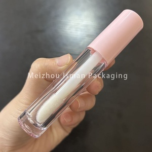 หลอดลิปกลอสใสทรงกลมขนาด 6 มล. ยี่ห้อ ISMAN สำหรับขายส่ง พร้อมฝาสีชมพูขาว บรรจุภัณฑ์ลิปกลอสเปล่า หัวแปรงขนาดใหญ่ ขวดบรรจุลิปออยล์ - Product Image 4