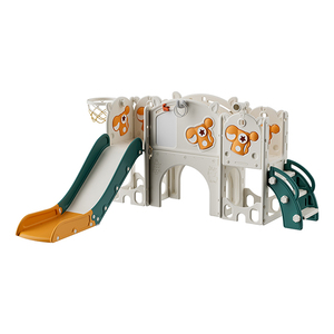 Set Scivolo e Altalena per Bambini da 1-6 Anni - Parco Giochi Interno ed Esterno con Scivolo, Altalena, Canestro da Basket e Arrampicata in Plastica PE - Product Image 1