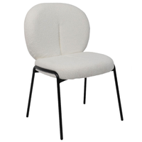 Chaise de salle à manger en tissu Teddy moderne de luxe, design incurvé écologique, stable et durable pour le mobilier de maison, le bureau et la salle à manger