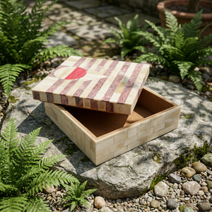 FAIZA CRAFT Caja de Almacenamiento Cuadrada de Resina Hecha a Mano con Incrustaciones, Moderna, de Lujo, Personalizable, Grabada, Pulida, Duradera, para Joyería del Hogar - Product Image 1