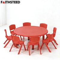 Ensemble de table d'apprentissage pour enfants de forme circulaire rouge, en plastique durable, bureau d'activités pour enfants pour une utilisation en classe de maternelle
