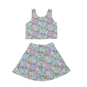 GSD1988 rts Conjunto deportivo sin mangas para niña, con estampado de flores y hojas, falda sin mangas, para yoga, conjunto atlético sin mangas para niña - Product Image 1