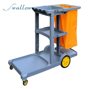 Тележка уборочная Swallow H0323, 3-ярусная, пластиковая, экологичная, на четырех колесах, грузоподъемность 136 кг, для уборки в отелях - Product Image 4