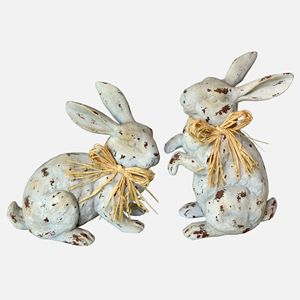 5.5 pollici Da Tavolo Della Decorazione Della Resina Floppy Eared Coniglio Statua Con La Forcella Polyresin Bunny Figurine con L'arco - Product Image 6