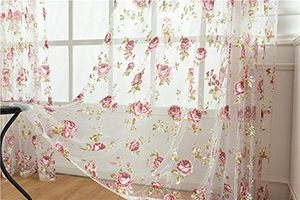 Ensemble de rideaux en voile transparent floral rose élégant <span class=keywords><strong>pour</strong></span> salon chambre <span class=keywords><strong>porte</strong></span> en verre 54x84 pouces 2 panneaux - Product Image 6
